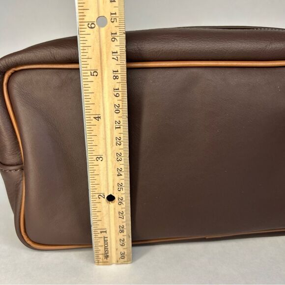 Massei Genuine Leather Simon Luxury Men's Toiletry Bag Brown - Made in Italy - Picture 7 of 10